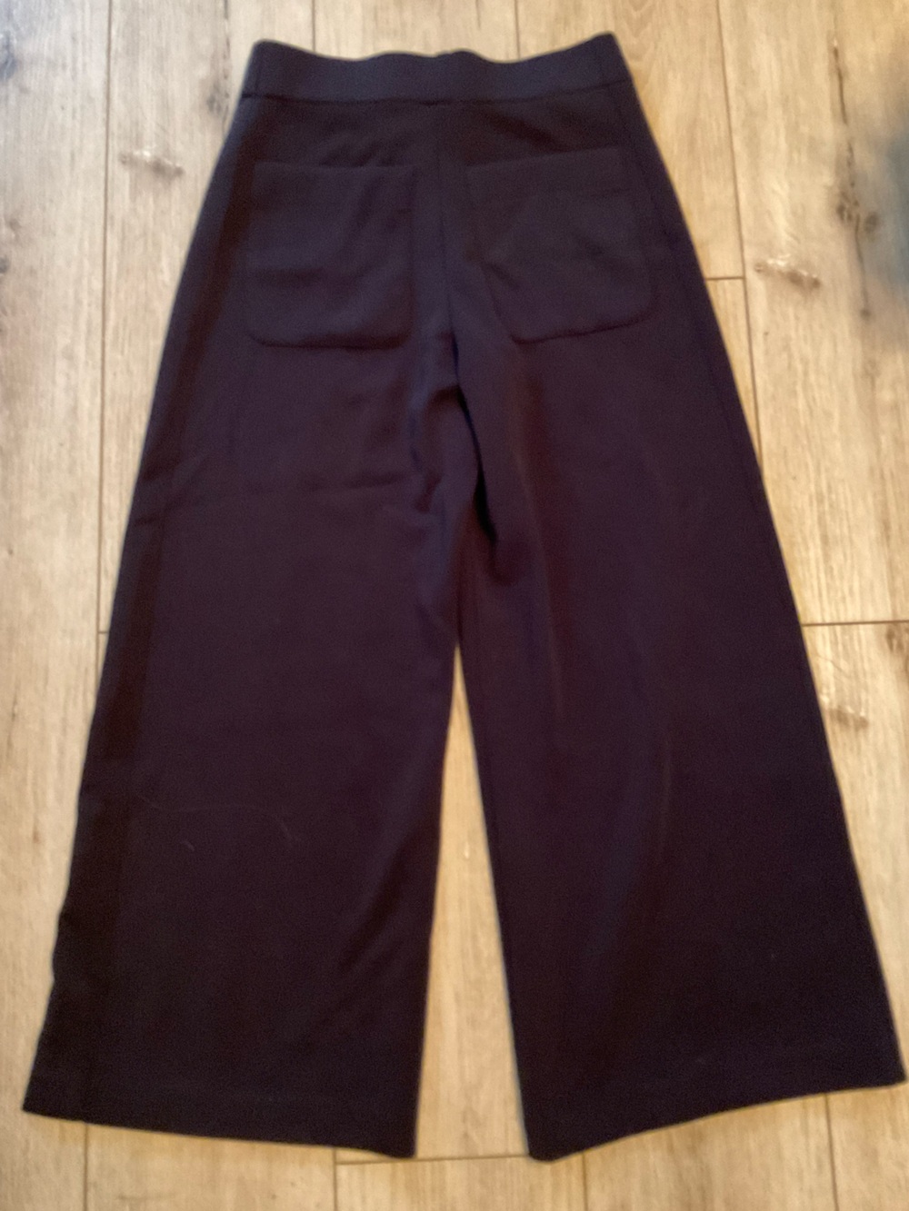 Christian Siriano Wide-Leg Pants in Deep Navy Soft Stretch Pockets Piped Crop XS - Picture 5 of 7